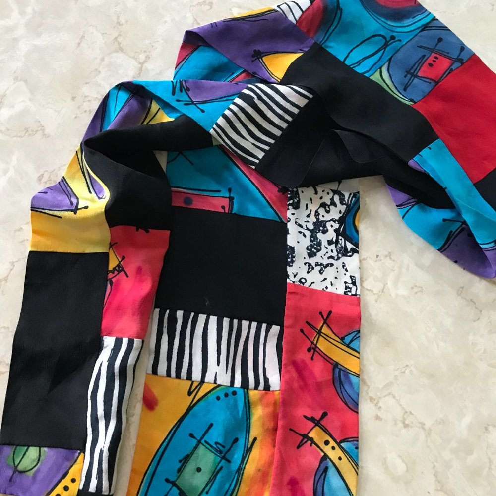 Sandwashed Silk Hand Painted Patchwork Artist Sca… - image 5